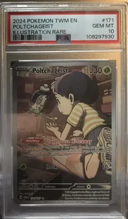 2024 POKEMON TWM EN-TWILIGHT MASQUERADE ILLUSTRATION RARE POLTCHAGEIST PSA 10 - Image 1