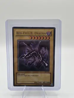 Yugioh Red-Eyes Black Dragon SDJ-001 Holo Rare Original Vintage MP See Pics - Image 1