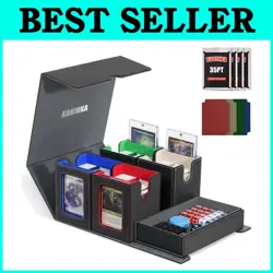 Elegant Faux Leather Card Case - Holds 400+ Cards with Removable Accessories - Image 1
