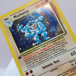 Pokemon TCG - Machamp 8/102 Base Set COSMOS Holo Rare WOTC 1999 - EXC - Image 1