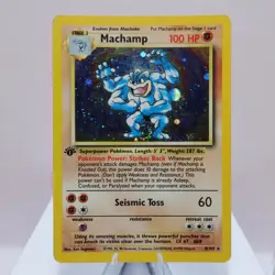 Pokemon TCG - Machamp 8/102 Base Set COSMOS Holo Rare WOTC 1999 - EXC - Image 2
