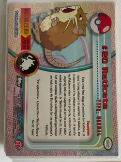 Pokemon - Raticate #20 Topps TV Animation Black Logo Non-Holo 2nd Print 1999 NM - Image 2