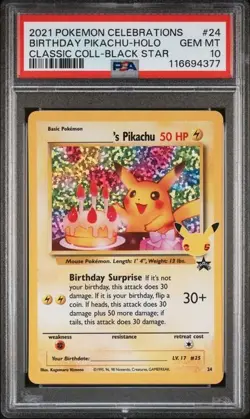 2021 POKEMON CELEBRATIONS CLASSIC COLLECTION #24 BIRTHDAY PIKACHU-HOLO PSA 10 - Image 1