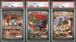 PSA 10 Pokemon Roaring Moon Raging Bolt Sandy Shocks SAR SEQ set 218/187 sv8a - Image 1