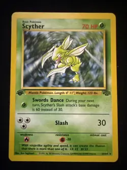 Pokemon TCG Scyther 26/64 Jungle 1st Edition Non-Holo Rare Card LP - Image 1