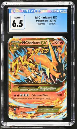 CGC Graded 6.5 M Charizard EX 107/106 Flashfire Holo Pokemon Card - Image 1