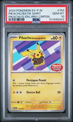 Pikachu in Batik Shirt - Indonesian Journey Promo 154/SV-P - Pokemon Card - Image 1