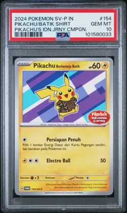 Pikachu in Batik Shirt - Indonesian Journey Promo 154/SV-P - Pokemon Card - Image 1