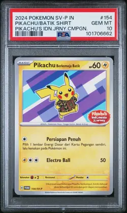 Pikachu in Batik Shirt - Indonesian Journey Promo 154/SV-P - Pokemon Card - Image 1