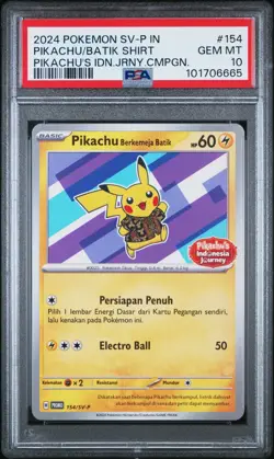 Pikachu in Batik Shirt - Indonesian Journey Promo 154/SV-P - Pokemon Card - Image 1