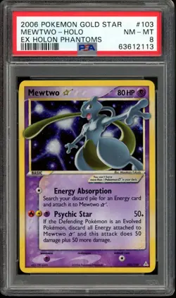 Mewtwo Gold Star Pokemon 2006 Holo EX Holon Phantoms English 103/110 PSA 8 - Image 1