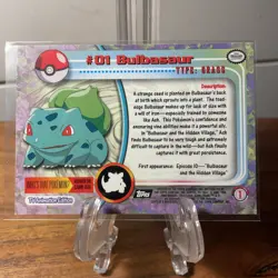 Pokemon Card - Bulbasaur #01 - Topps Series 1 - Black Logo - Image 2
