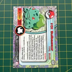 Pokemon Card - Bulbasaur #01 - Topps Series 1 - Black Logo - Image 2