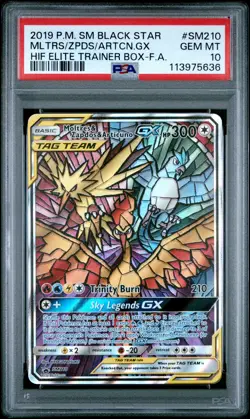 2019 POKEMON SM BLACK STAR PROMO FULL ART/MOLTRES & ZAPDOS & ARTICUNO GX PSA 10 - Image 1