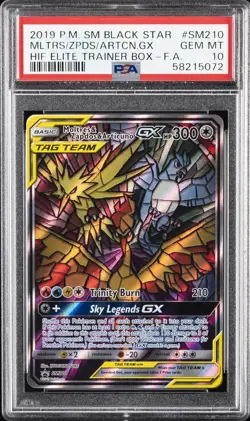 2019 POKEMON SM BLACK STAR PROMO FULL ART/MOLTRES & ZAPDOS & ARTICUNO GX PSA 10 - Image 1