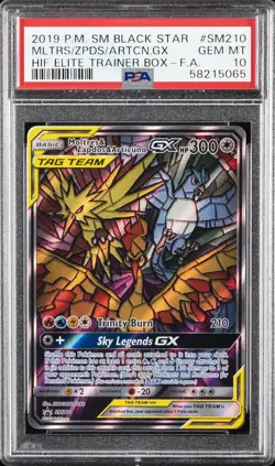 2019 POKEMON SM BLACK STAR PROMO FULL ART/MOLTRES & ZAPDOS & ARTICUNO GX PSA 10 - Image 1
