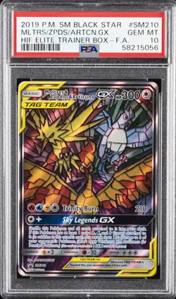 2019 POKEMON SM BLACK STAR PROMO FULL ART/MOLTRES & ZAPDOS & ARTICUNO GX PSA 10 - Image 1