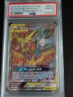 2019 POKEMON SM BLACK STAR PROMO FULL ART/MOLTRES & ZAPDOS & ARTICUNO GX PSA 10 - Image 1