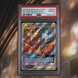 2019 POKEMON MOLTRES & ZAPDOS & ARTICUNO GX SM210 BLACK STAR PROMO PSA 10 - Image 1