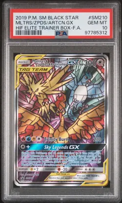 2019 POKEMON SM BLACK STAR PROMO FULL ART/MOLTRES & ZAPDOS & ARTICUNO GX PSA 10 - Image 1