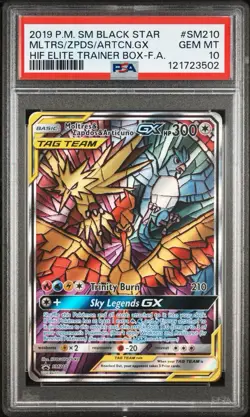 2019 POKEMON SM BLACK STAR PROMO FULL ART/MOLTRES & ZAPDOS & ARTICUNO GX PSA 10 - Image 1