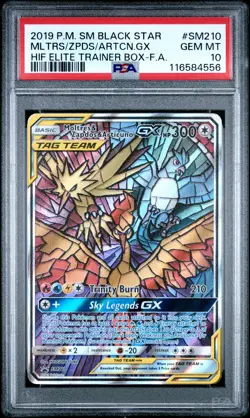2019 POKEMON SM BLACK STAR PROMO FULL ART/MOLTRES & ZAPDOS & ARTICUNO GX PSA 10 - Image 1