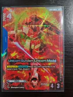 Gundam Card Game TCG Unicorn Gundam (Unicorn Mode) GD01-005 Alt Art Pack Fresh - Image 1