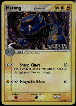 Metang Reverse Holo 49/113 ex Delta Species 2005 MP Pokemon Card - Image 1