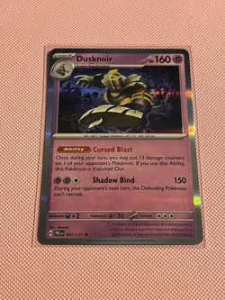 Pokemon TCG Prismatic Evolutions Dusknoir Masterball Reverse Holo Card 037/131 - Image 1