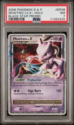 2008 Pokemon Diamond & Pearl Black Star Promo - Mewtwo LV.X #DP28 Holo PSA 7 NM - Image 1