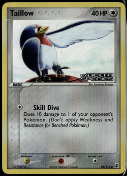 Tailow Reverse Holo 86/113 ex Delta Species 2005 MP Pokemon Card - Image 1