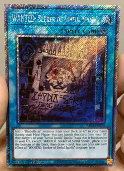 Yugioh Wanted Seeker of Sinful Spoils RA03-EN074 Platinum Secret Rare NM w/Track - Image 1