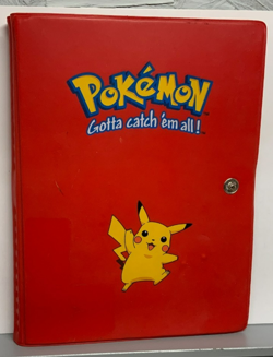 Vintage 1999 Pokemon Pikachu Red Binder TCG Album Snap 30 Page Card Holder - Image 1