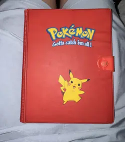 Vintage 1999 Pokemon Pikachu Red Binder TCG Album Snap 30 Page Card Holder - Image 2