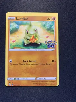 Pokemon Miscut OC Error Go Larvitar 037/078 Common Card NM - Image 1