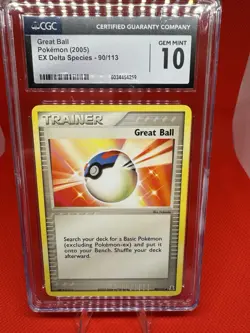 Pokemon Great Ball - 90/113 - EX Delta Species Reverse Holo GEM MINT 10 CGC 2005 - Image 1