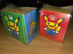 Luigi Pikachu and Mario Pikachu Deck Box Official Pokemon Centre 2016 Sealed - Image 1