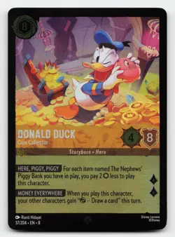 Donald Duck Coin Collector 37/204 Super Rare FOIL Reign of Jafar Lorcana Card - Image 1