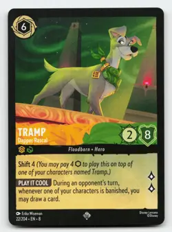 Tramp - Dapper Rascal - 22/204 Super Rare Reign of Jafar Lorcana Card - Image 1