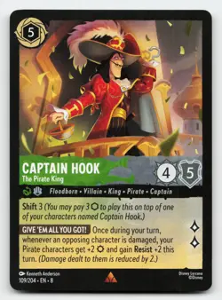 Captain Hook 109/204 Rare Reign of Jafar Lorcana Card - Image 1