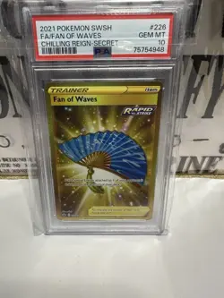 2021 Pokemon SWSH Chilling Reign Fan of Waves Gold Trainer 226/198 PSA 10 Low P - Image 1