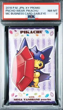 PSA 8 Pokemon Poncho Pikachu Sableye XY Promo Japanese Business Card - Image 1