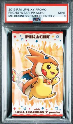PSA9 Pokemon Poncho Pikachu Charizard Y Promo Japanese Business Card - Image 1