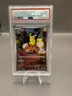 PSA 10 Pokemon Card Detective Pikachu 098/SV-P Nintendo Switch Promo Japanese - Image 1