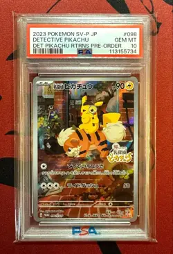 PSA 10 Pokemon Card Detective Pikachu 098/SV-P Nintendo Switch Promo Japanese - Image 1