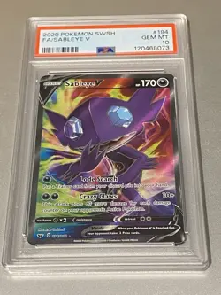 2020 POKEMON EN SWORD & SHIELD BASE #194 FULL ART SABLEYE V PSA 10 GEM MINT! - Image 1