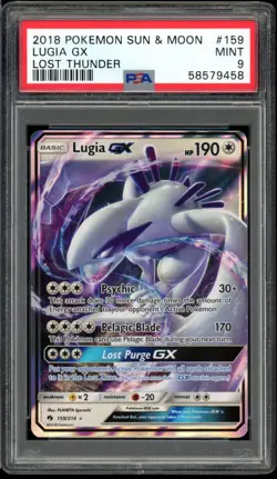 2018 Pokemon Lost Thunder #159 Lugia GX PSA 9 Mint - Image 1