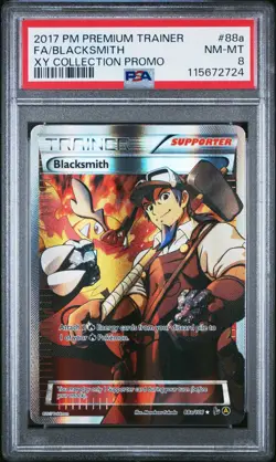2017 POKEMON PREMIUM TRAINER XY COLLECTION PROMO #88a FA/BLACKSMITH PSA 8 - Image 1