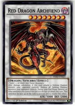 YUGIOH RED DRAGON ARCHFIEND HSRD-EN023 COMMON 1ST ED NM - Image 1