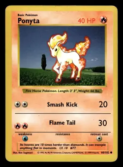Ponyta 60/102 Shadowless Base Set Pokemon Card - 2 - Image 1
